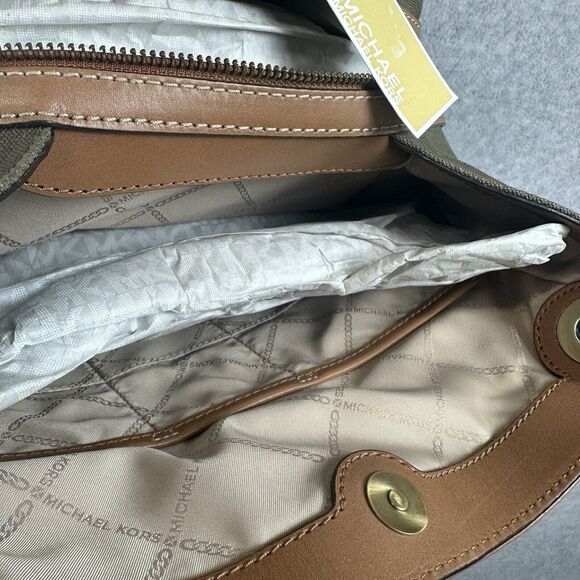 Michael Kors Raven Large Canvas Shoulder Bag Tote‎ Signature Green Signature NEW - Picture 15 of 16
